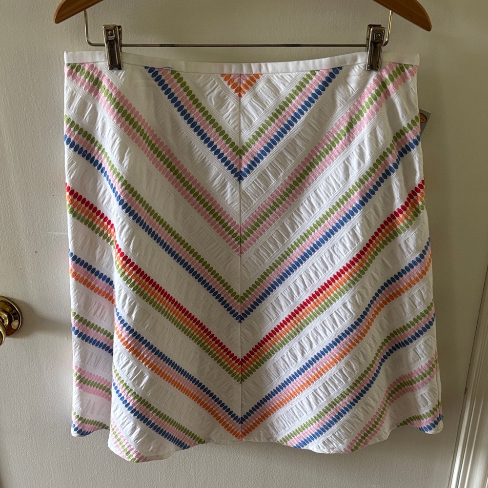 NWT Talbots Embroidered Chevron A-Line Skirt, Size 14P